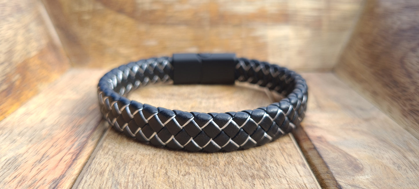 Lederarmband Weiß geflochten