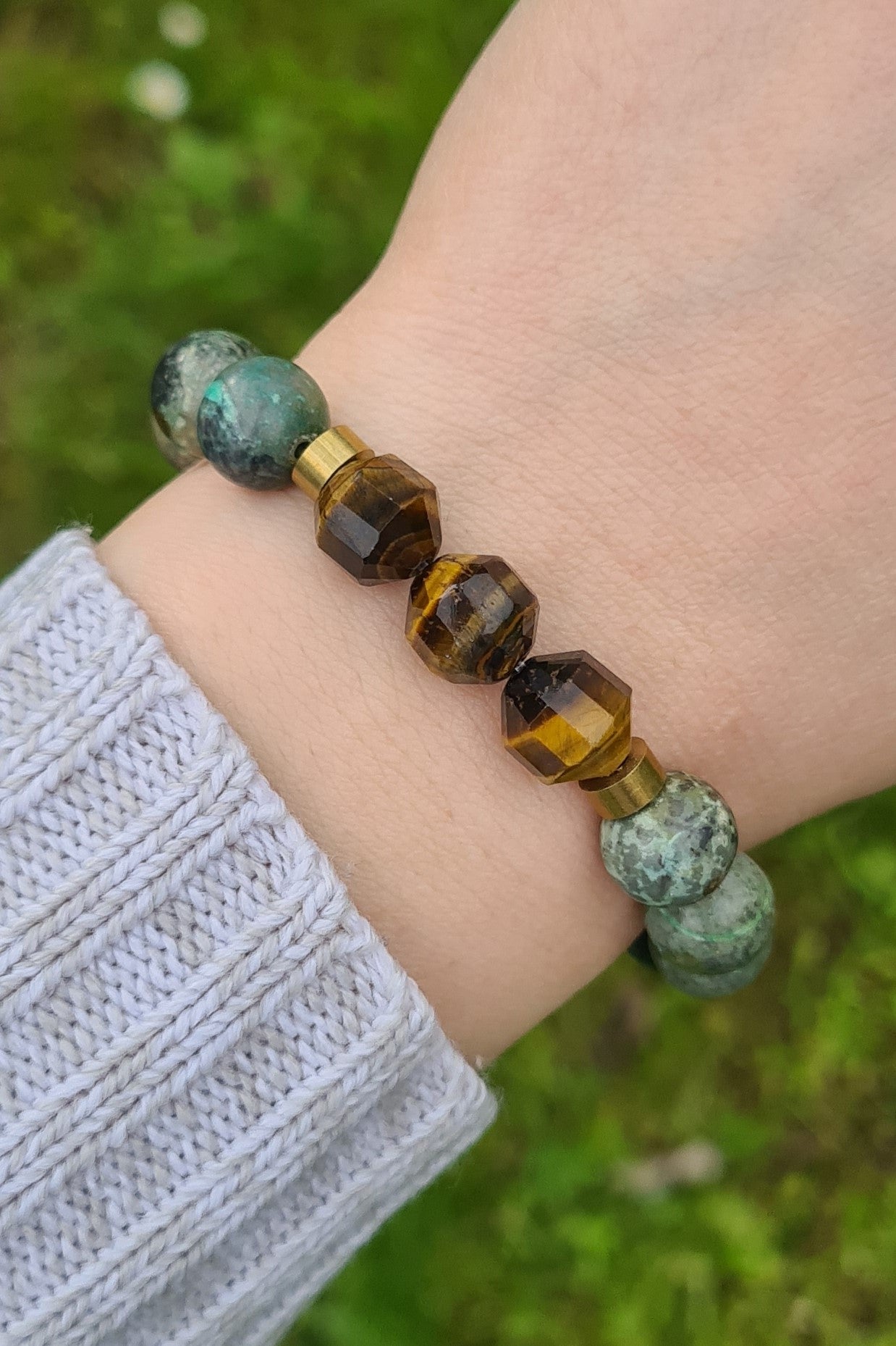 Nahle® 10mm Naturstein-Armband Tigerauge Türkis