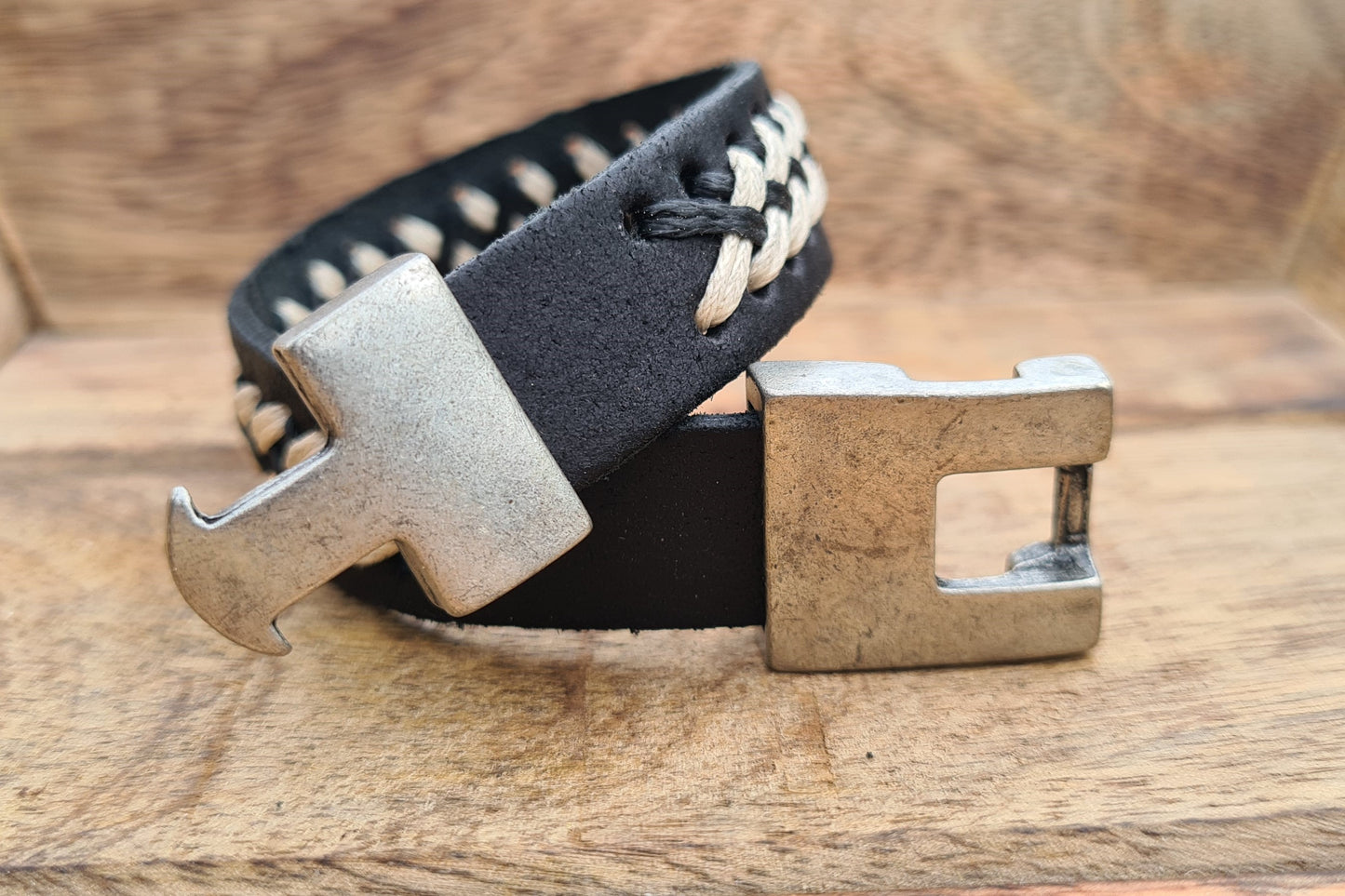 Lederarmband Schwarz geflochten