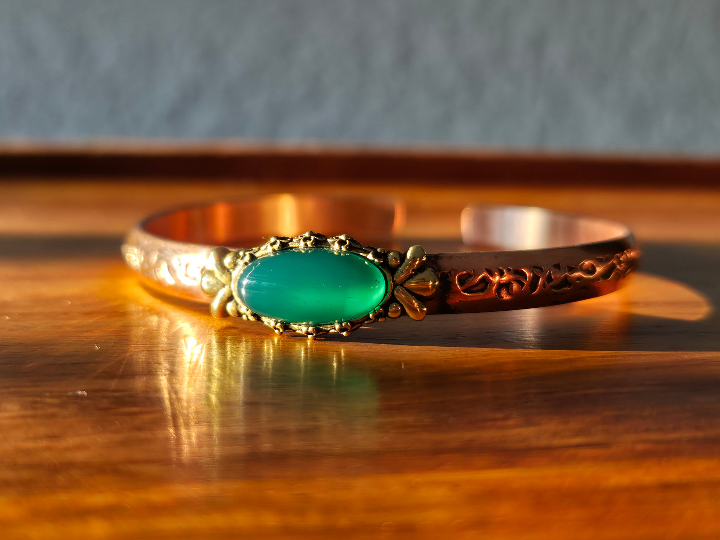 Kupfer Armband Grüner Achat