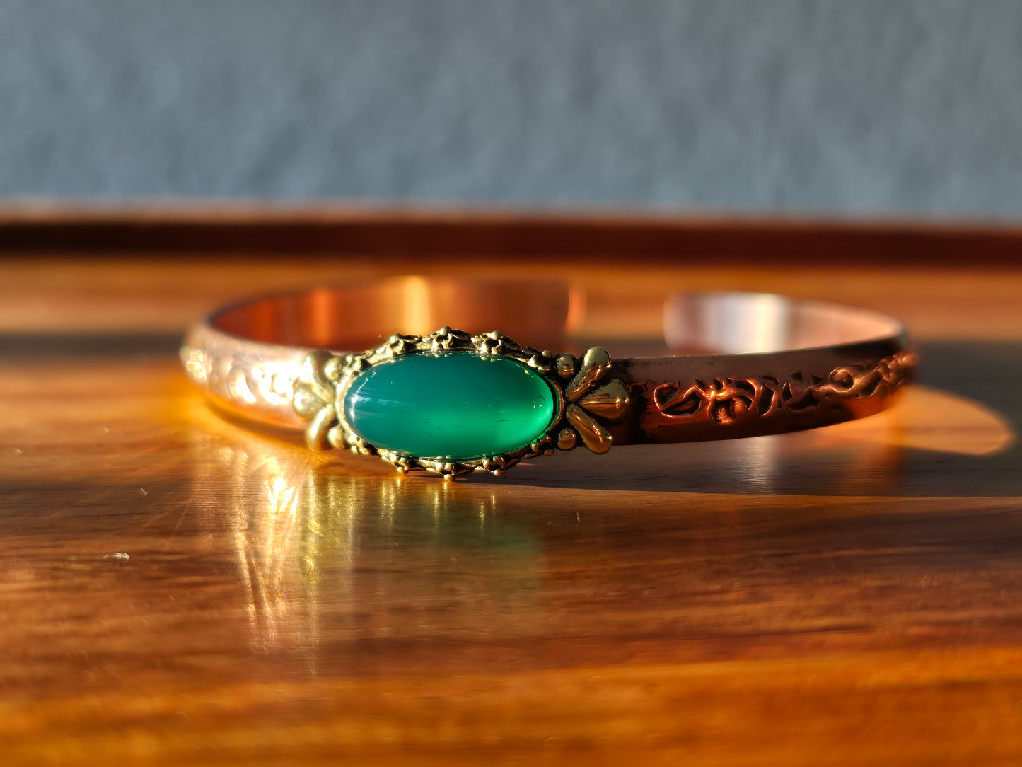 Kupfer Armband Grüner Achat