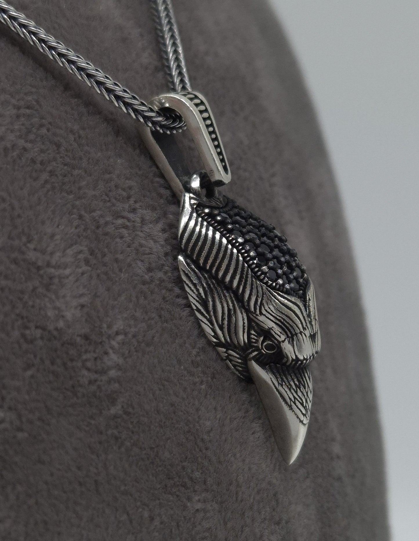 Silber Fuchsschwanzkette Adlerkopf