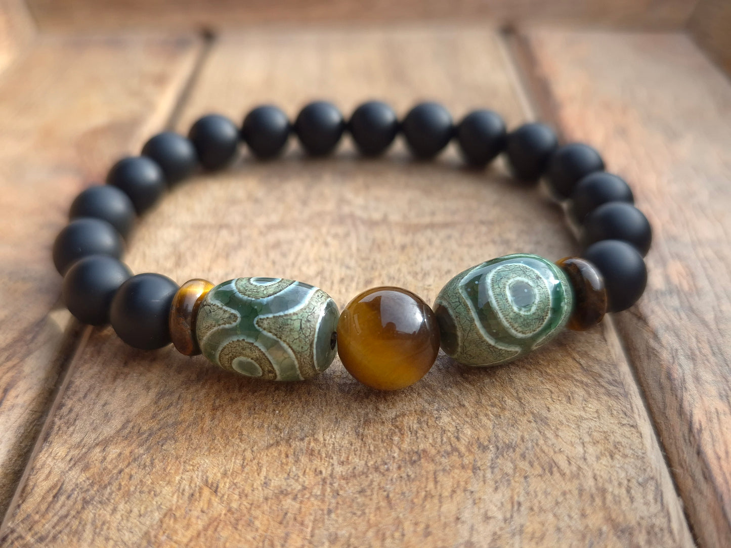 Nahle® 8mm Naturstein-Armband Onyx 10mm Tigerauge
