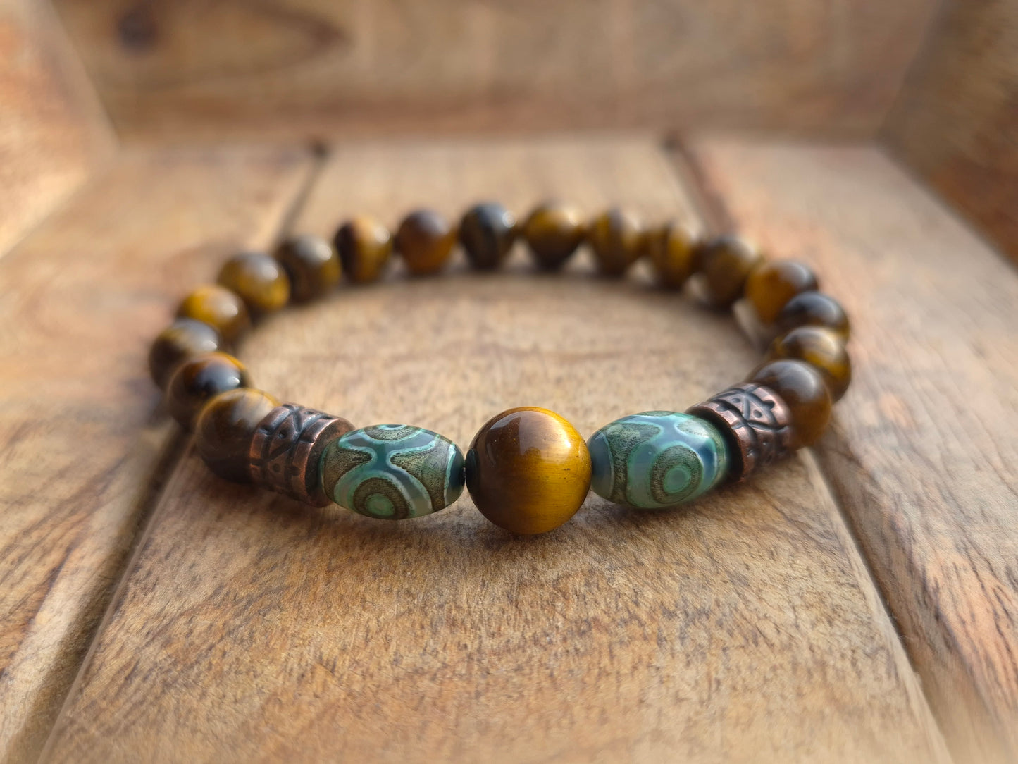Nahle® 8mm Naturstein-Armband 10mm Tigerauge