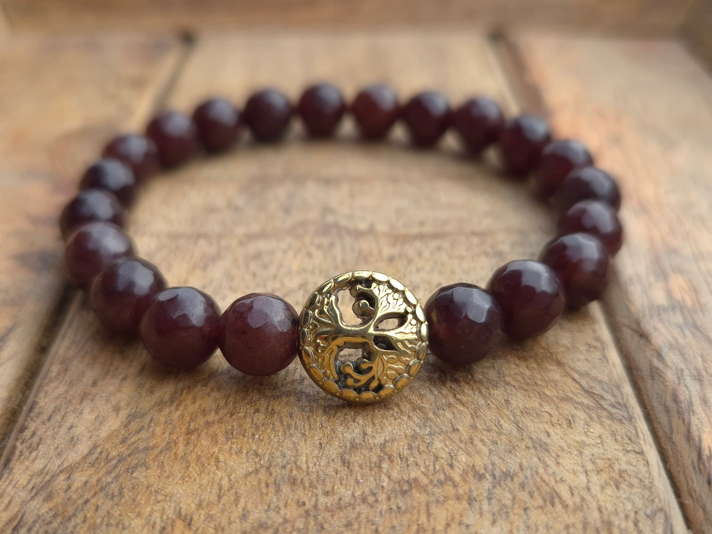 Nahle® 8mm Naturstein-Armband facettierter Achat Lebensbaum