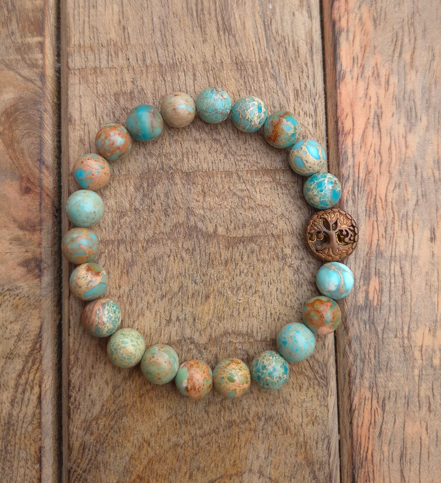 Nahle® 8mm Naturstein-Armband Variscit Lebensbaum