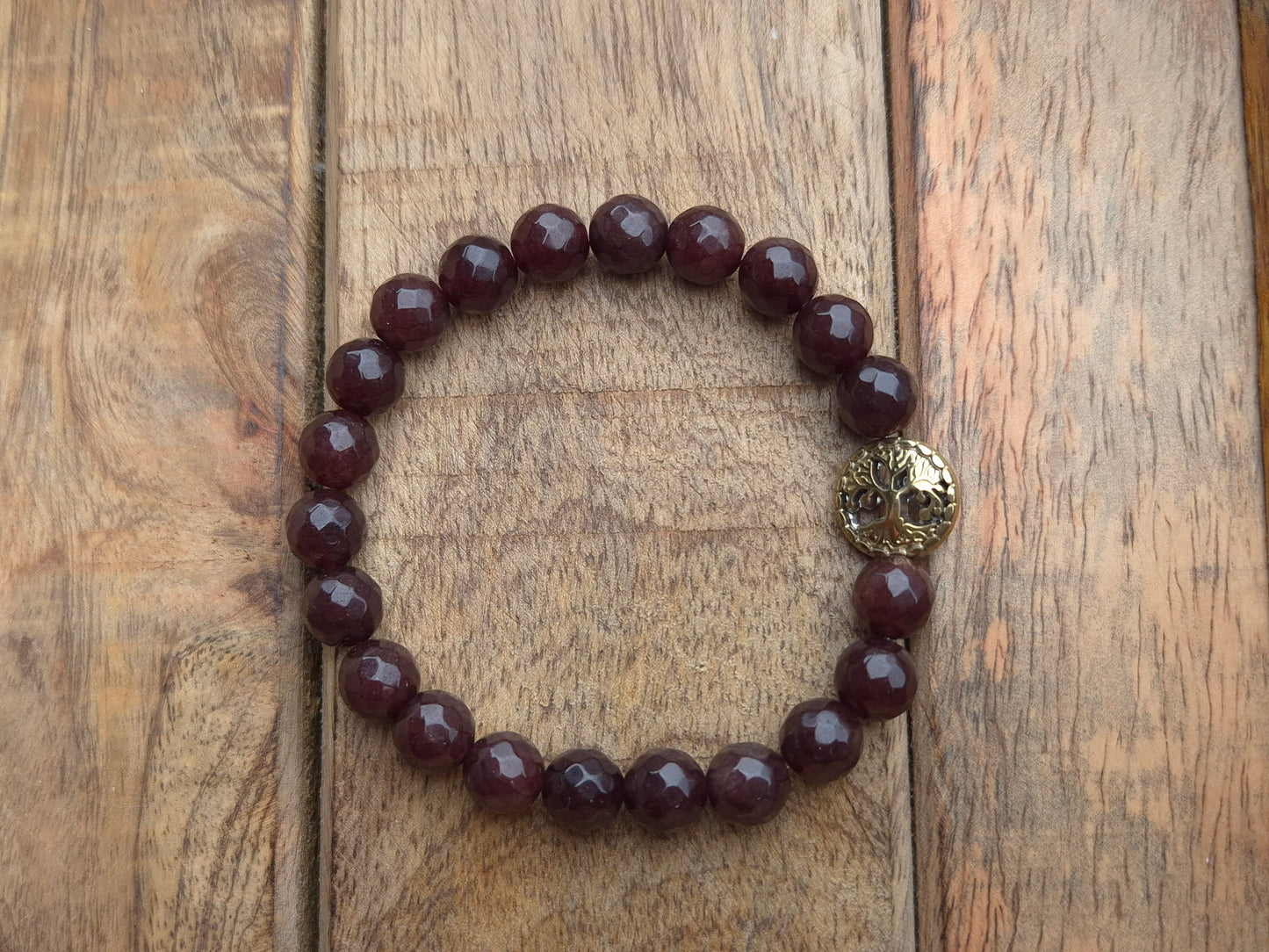 Nahle® 8mm Naturstein-Armband facettierter Achat Lebensbaum