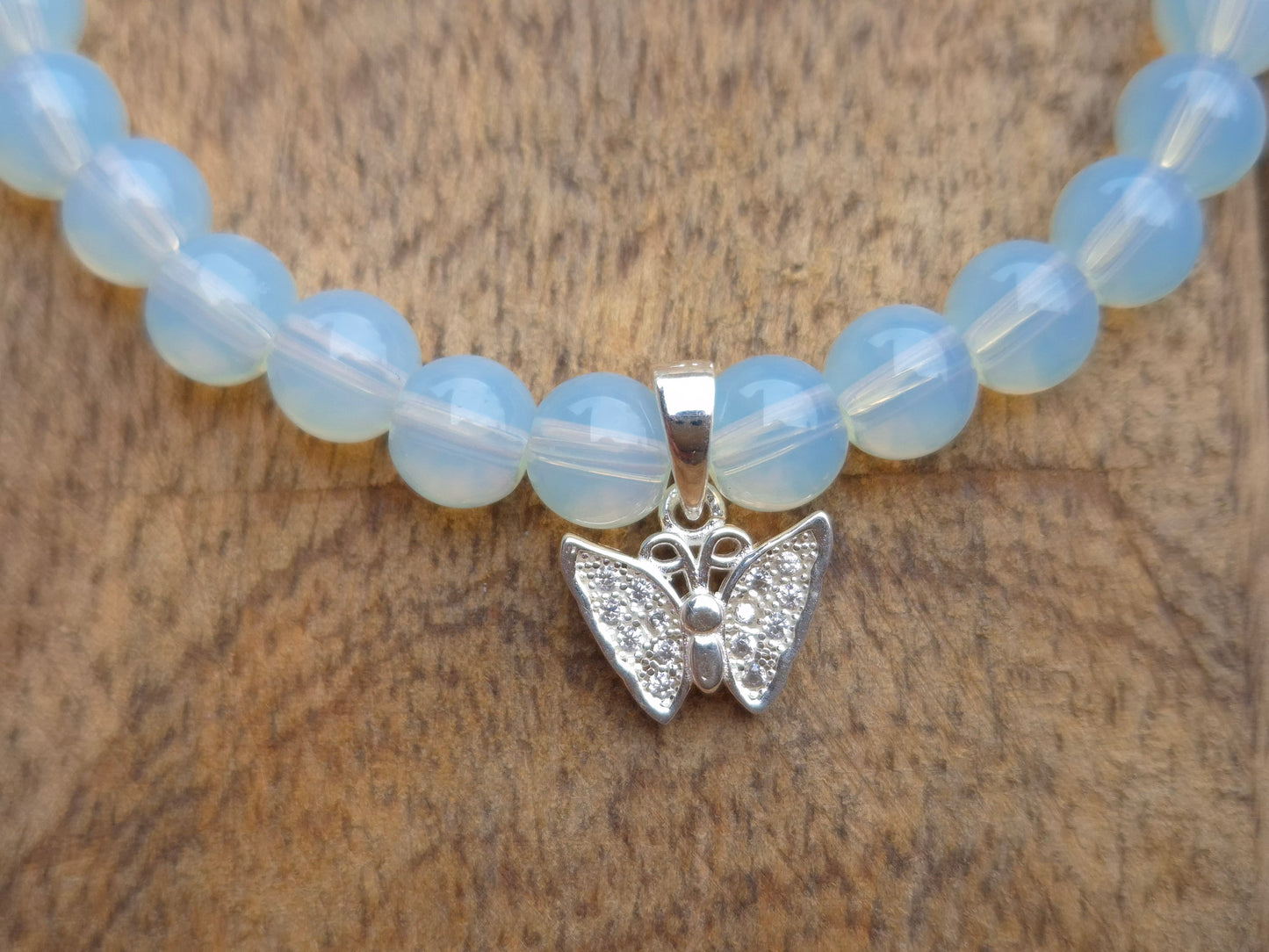 Nahle® 6mm Naturstein-Armband 925 Silber Schmetterling