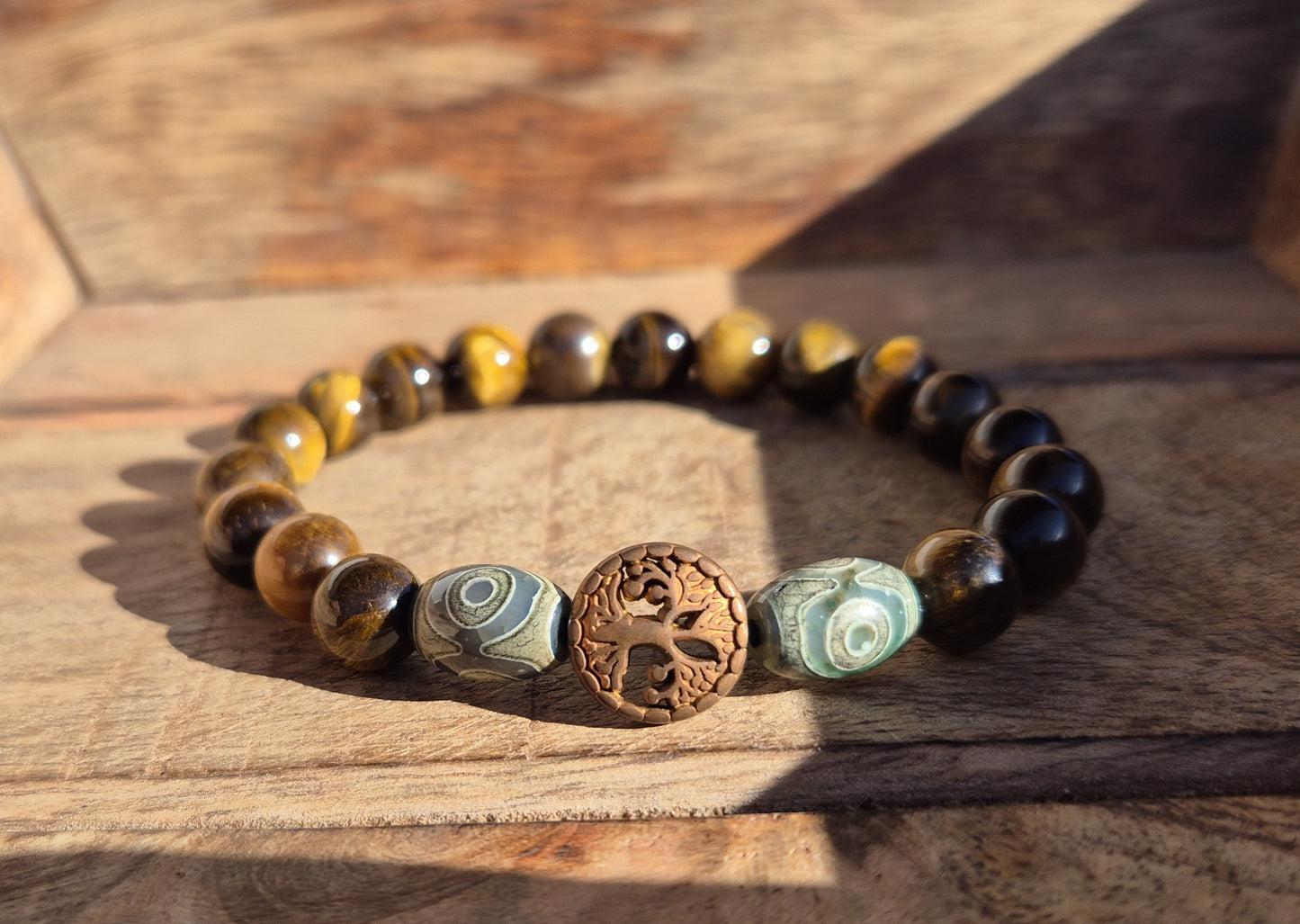 Nahle® 8mm Naturstein-Armband Tigerauge Lebensbaum