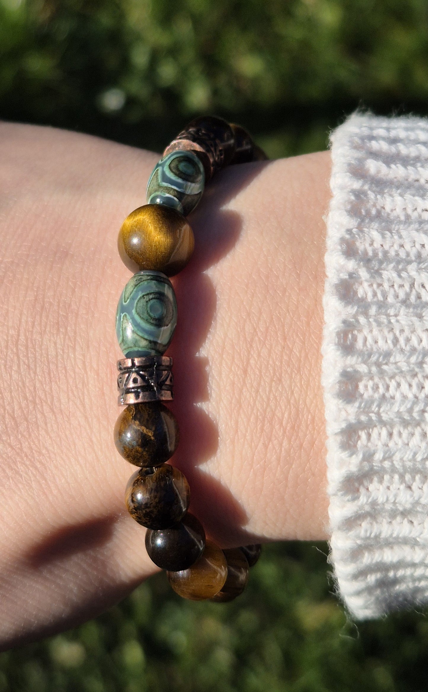 Nahle® 8mm Naturstein-Armband 10mm Tigerauge