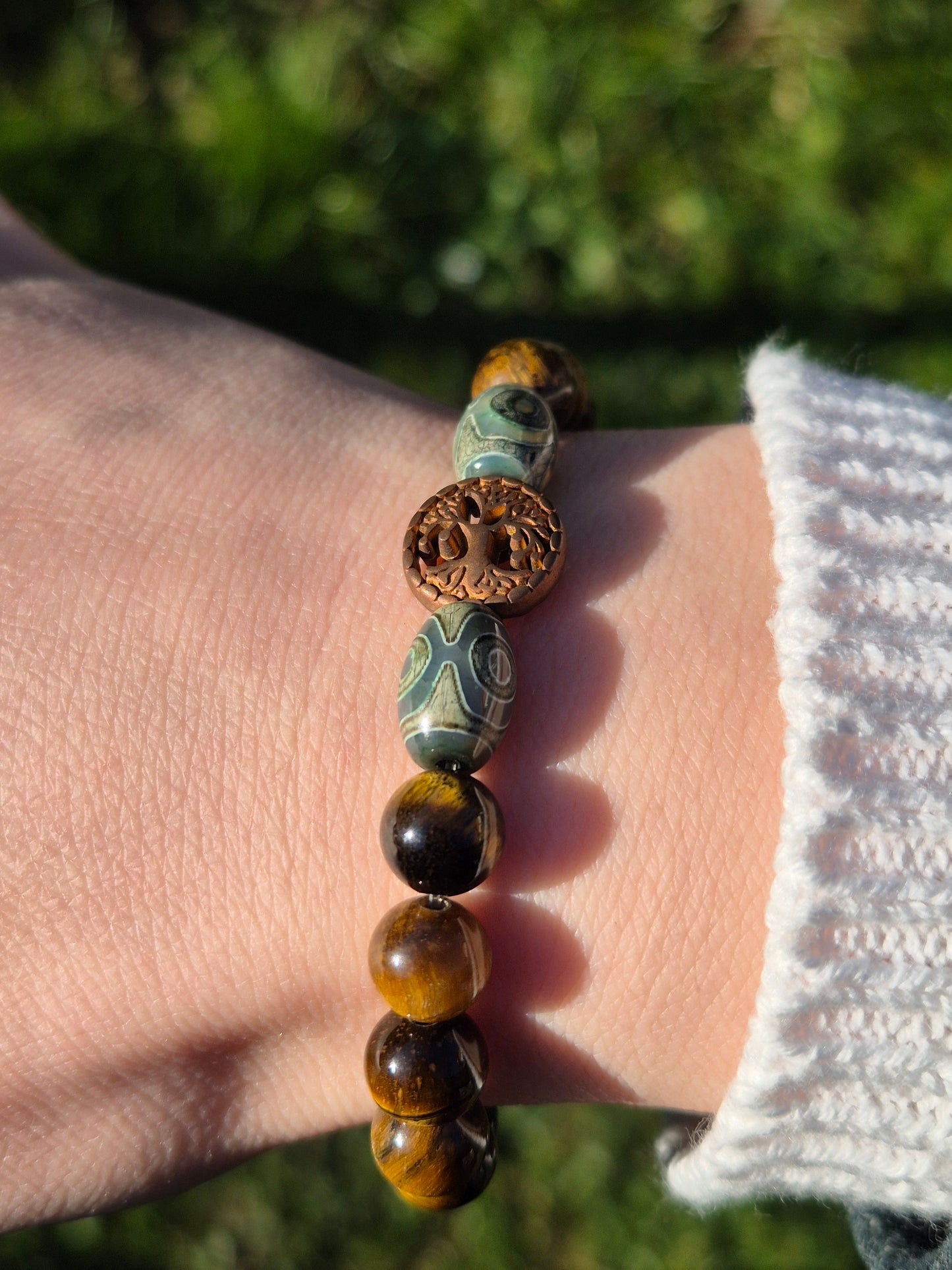 Nahle® 8mm Naturstein-Armband Tigerauge Lebensbaum