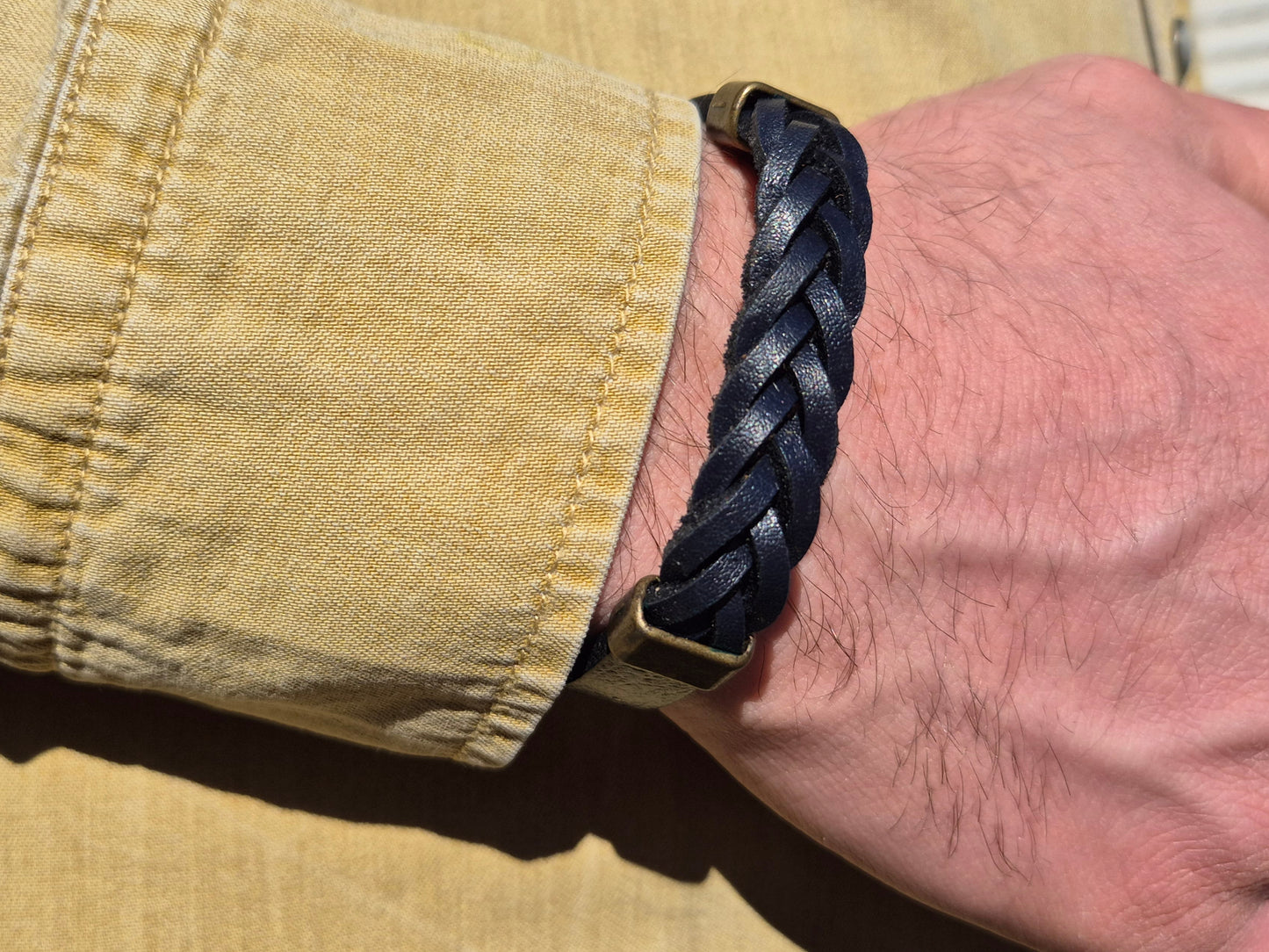 Lederarmband Schwarz geflochten