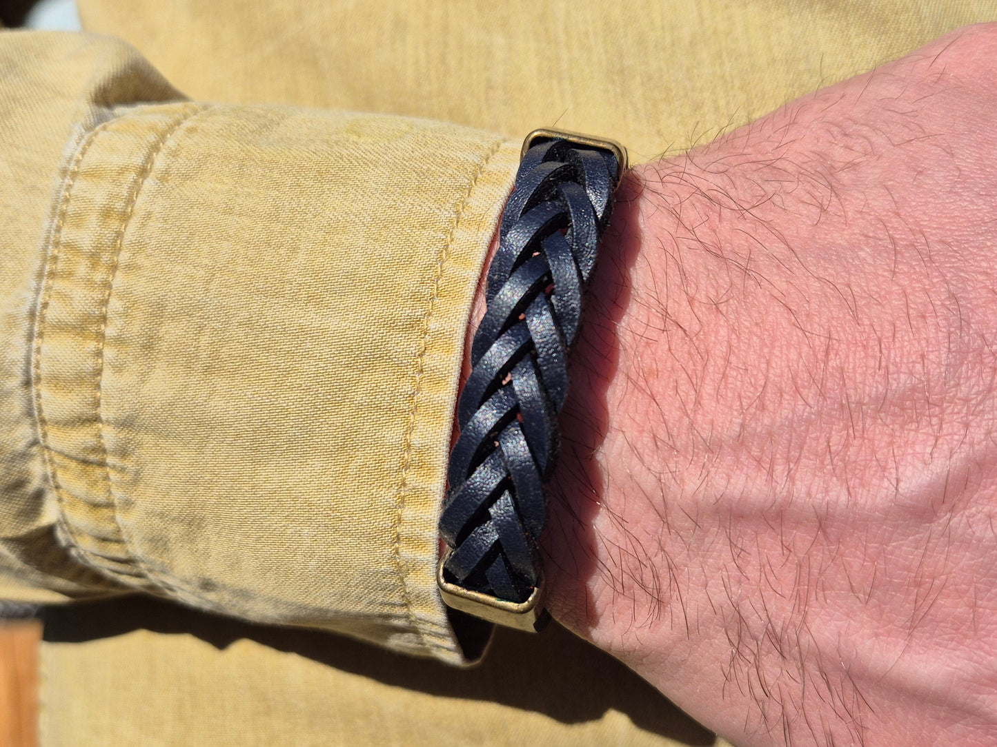 Lederarmband Schwarz geflochten