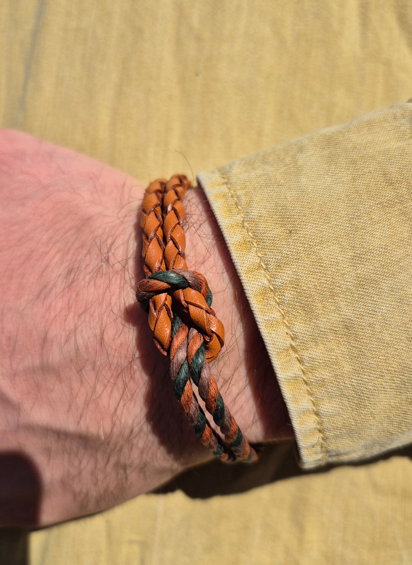 Lederarmband Braun Kordel