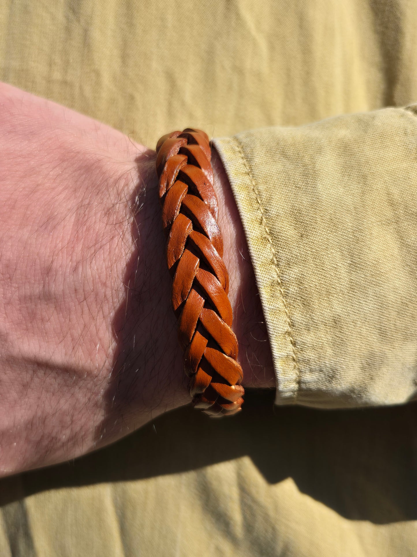 Lederarmband Hellbraun geflochten