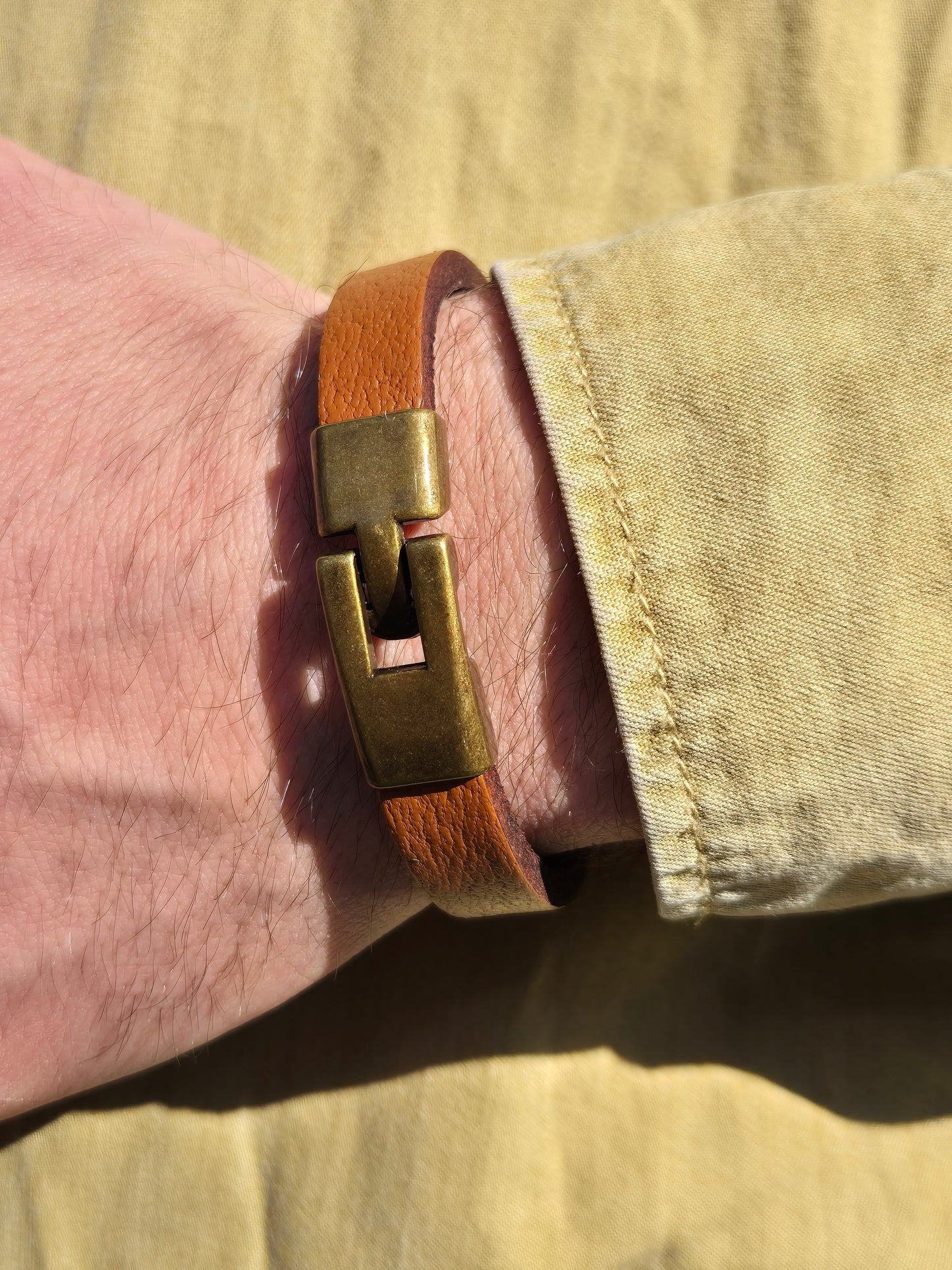Lederarmband Hellbraun geflochten