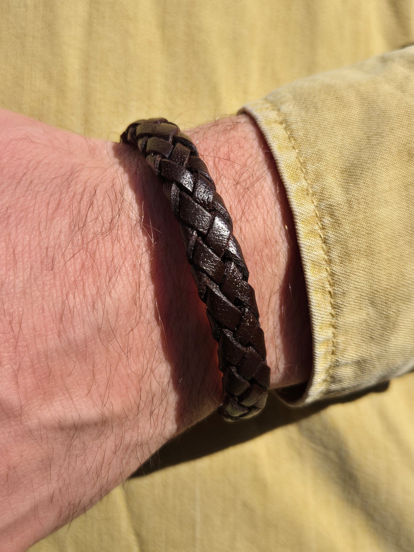Lederarmband Dunkelbraun geflochten