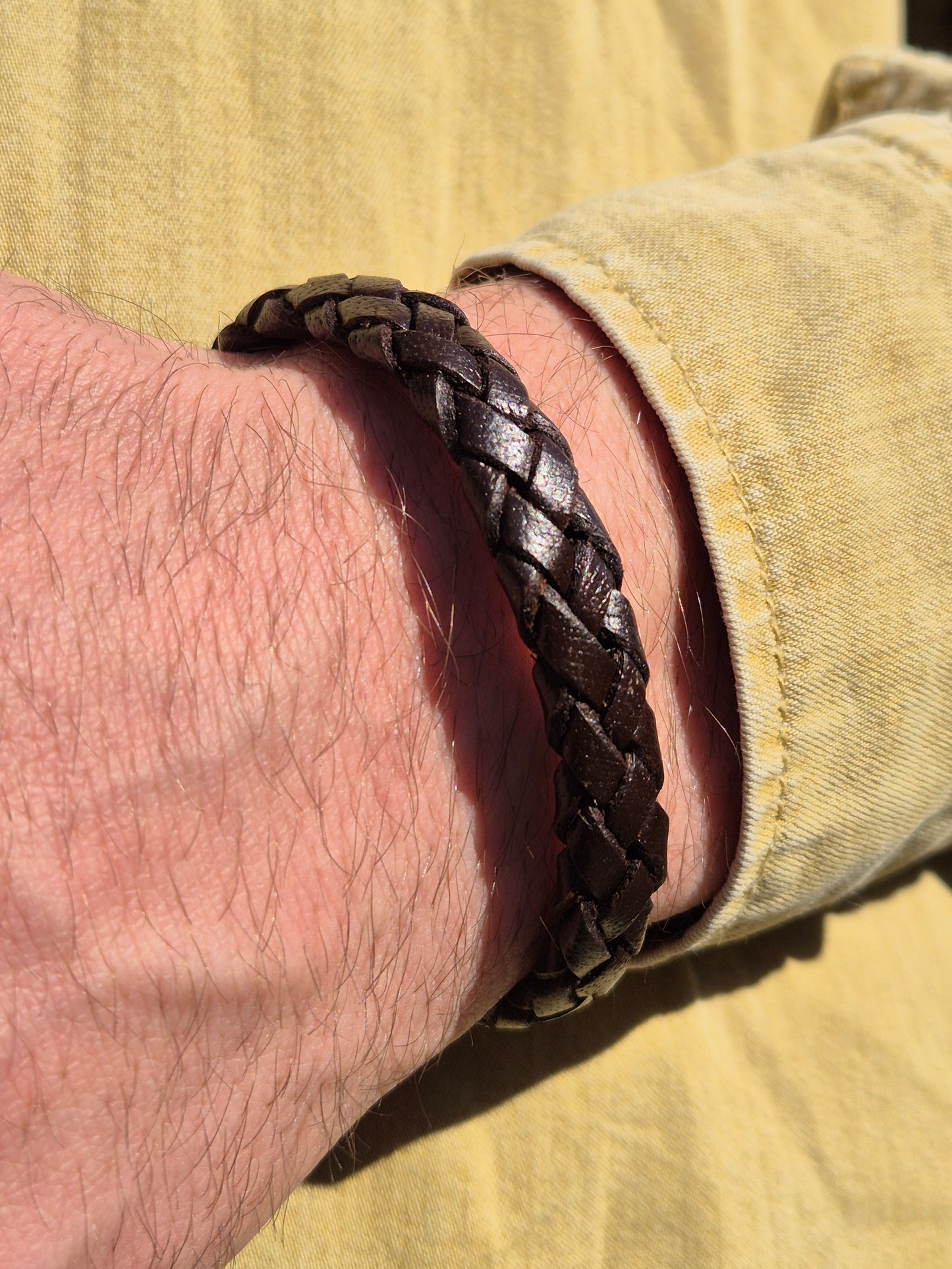Lederarmband Dunkelbraun geflochten