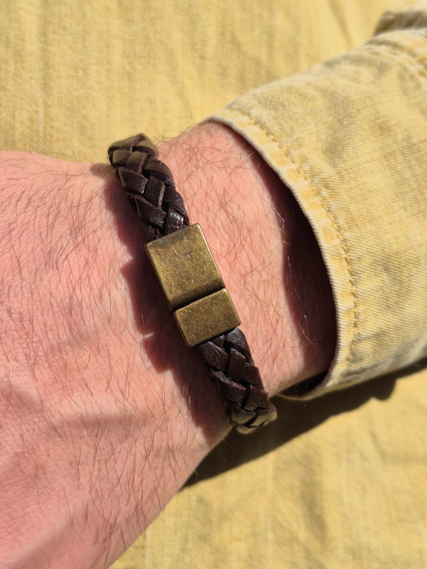 Lederarmband Dunkelbraun geflochten