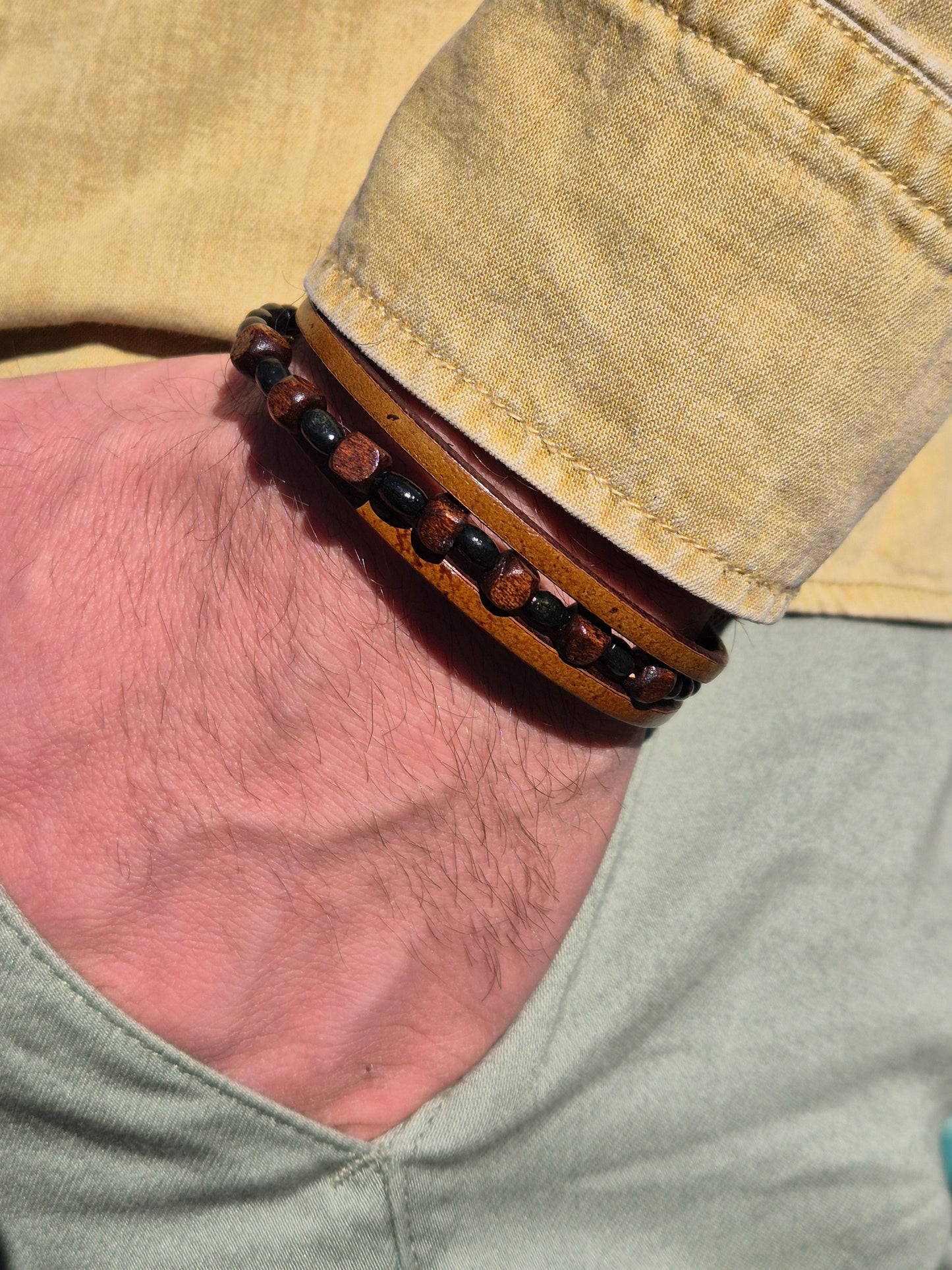 Lederarmband Holzperlen