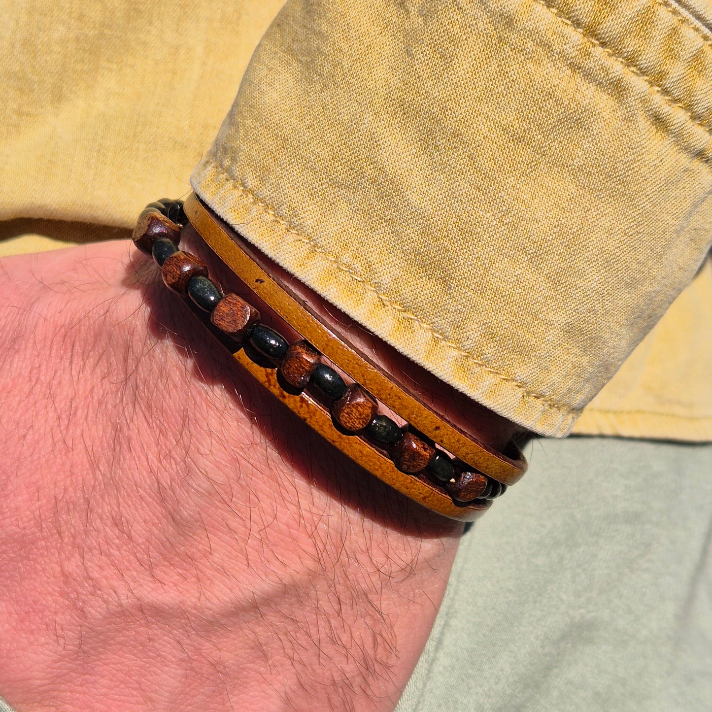 Lederarmband Holzperlen