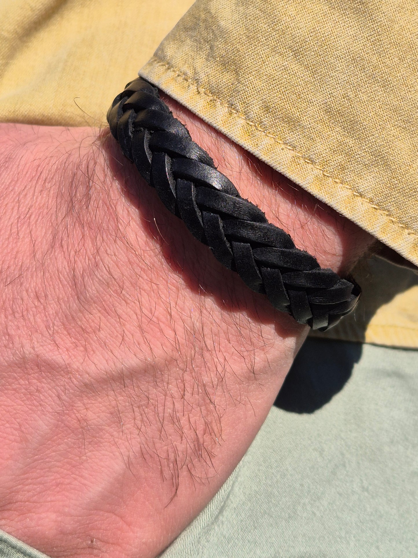 Lederarmband Schwarz geflochten