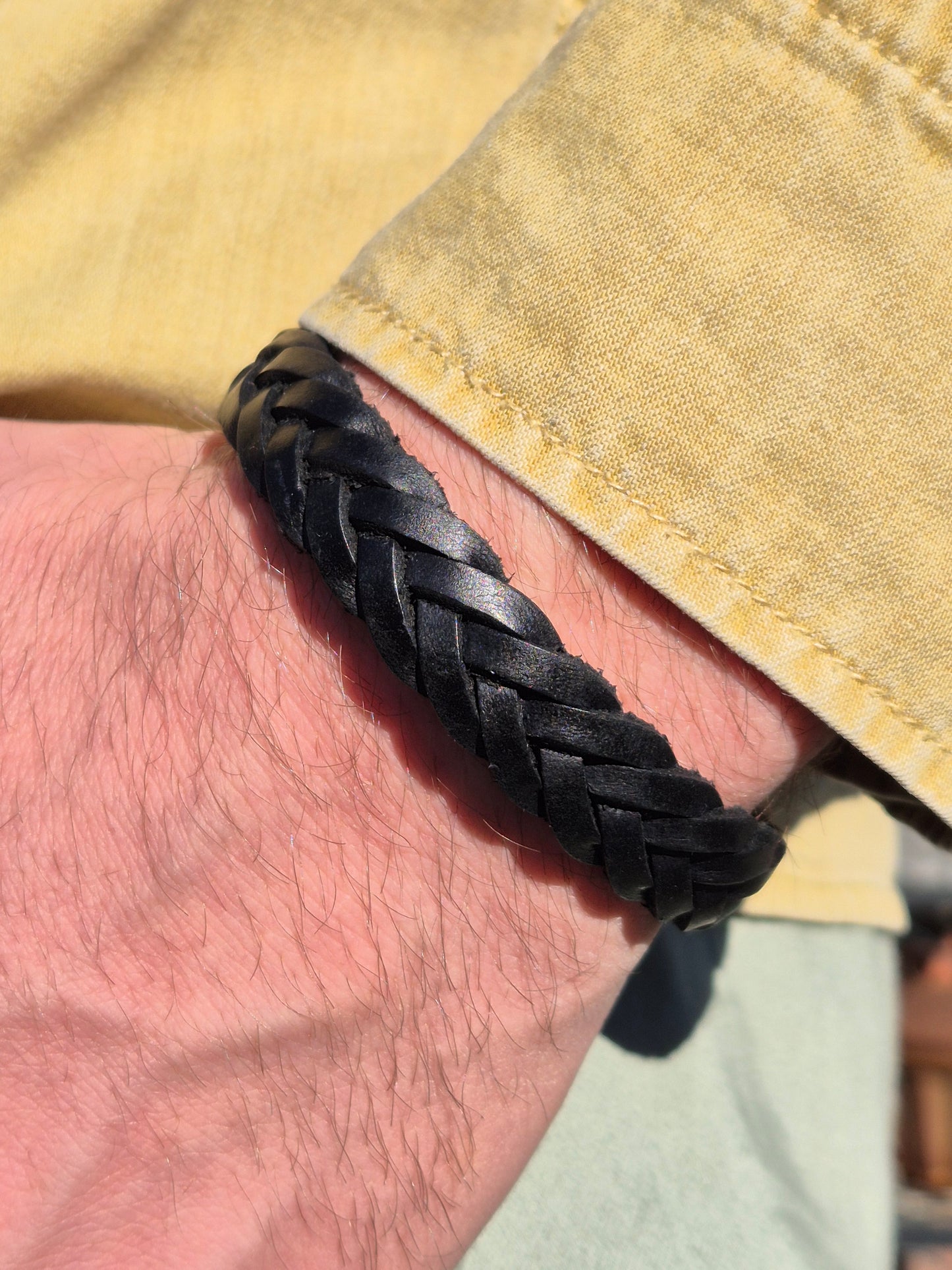 Lederarmband Schwarz geflochten