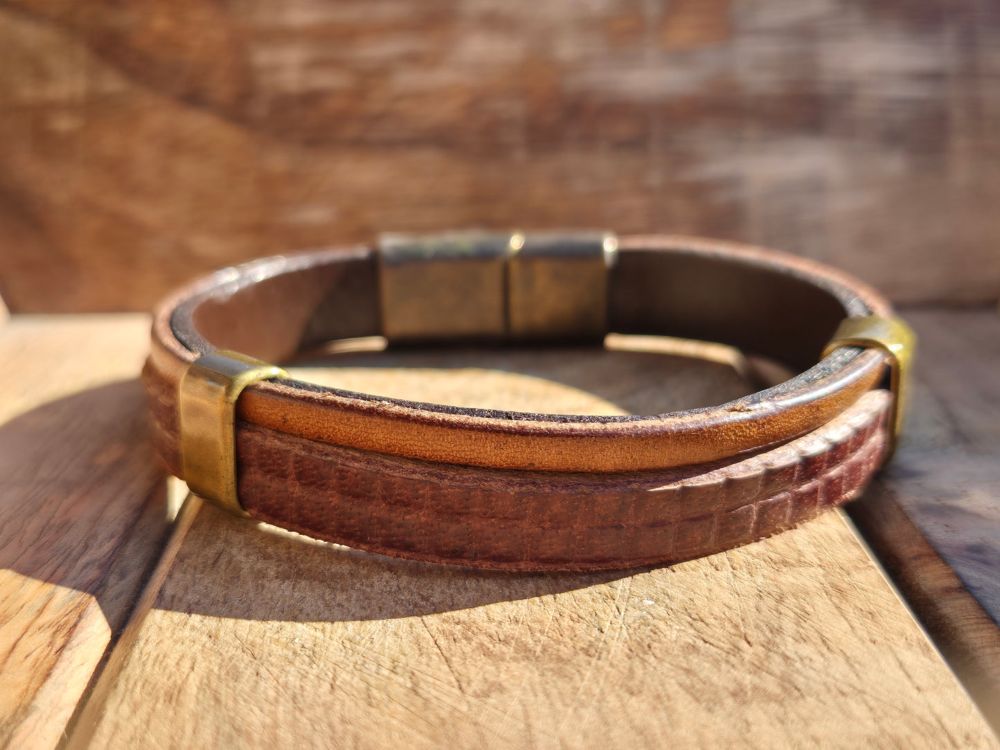 Lederarmband Braun Metallelemente