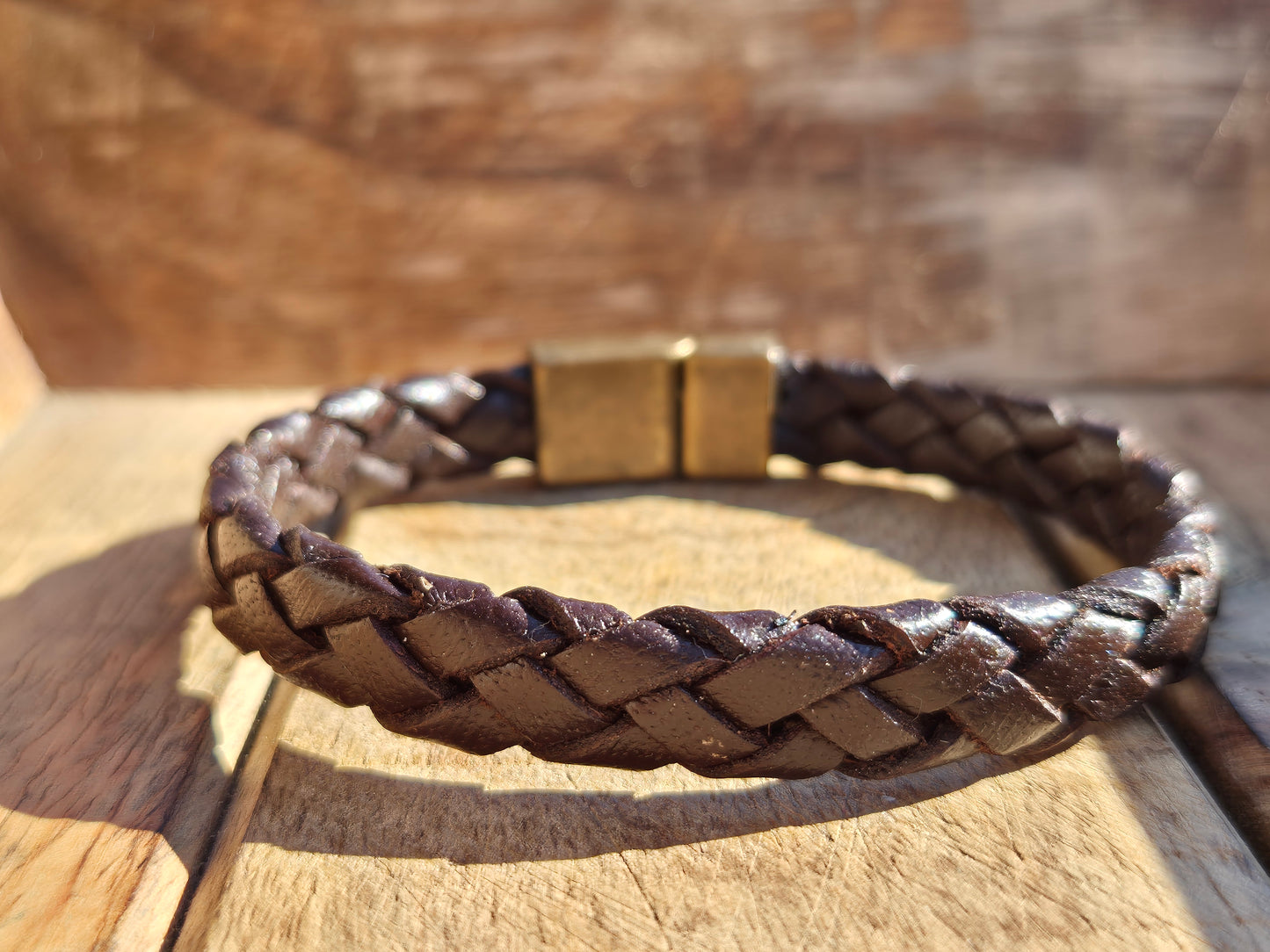 Lederarmband Dunkelbraun geflochten