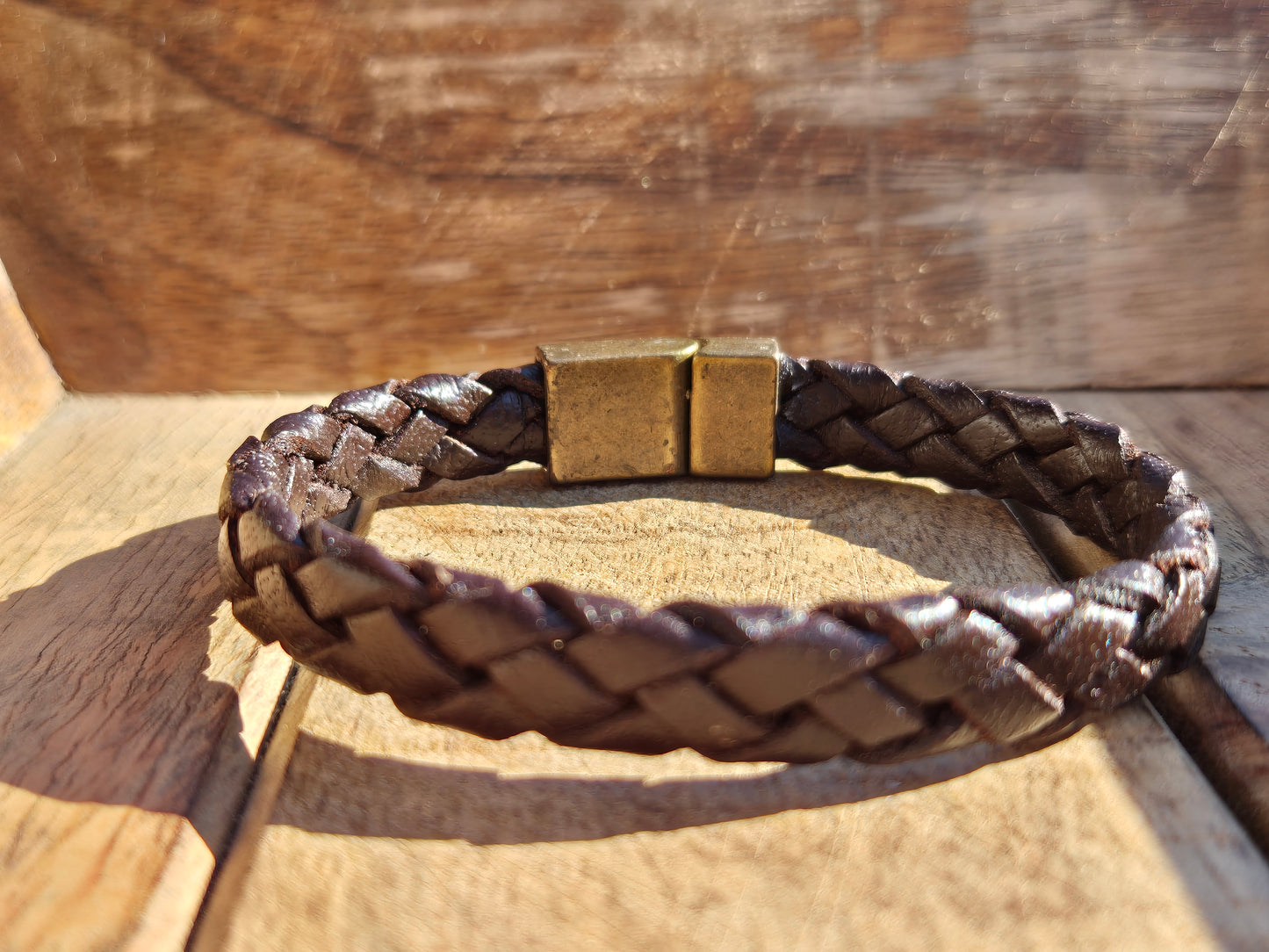 Lederarmband Dunkelbraun geflochten