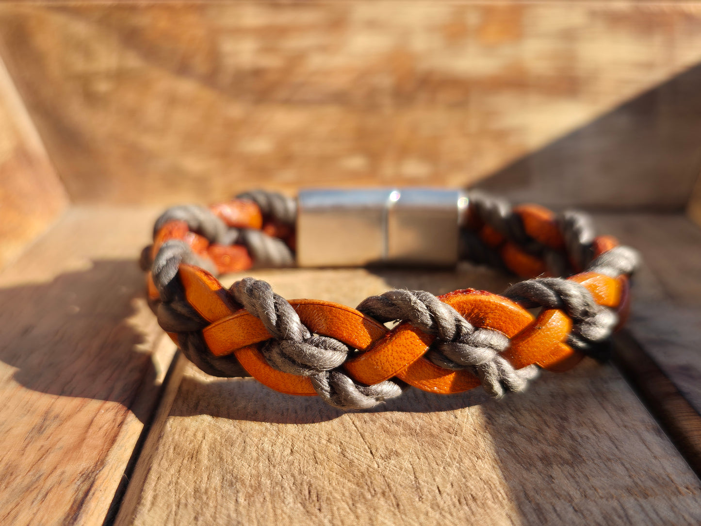 Lederarmband Braun geflochten