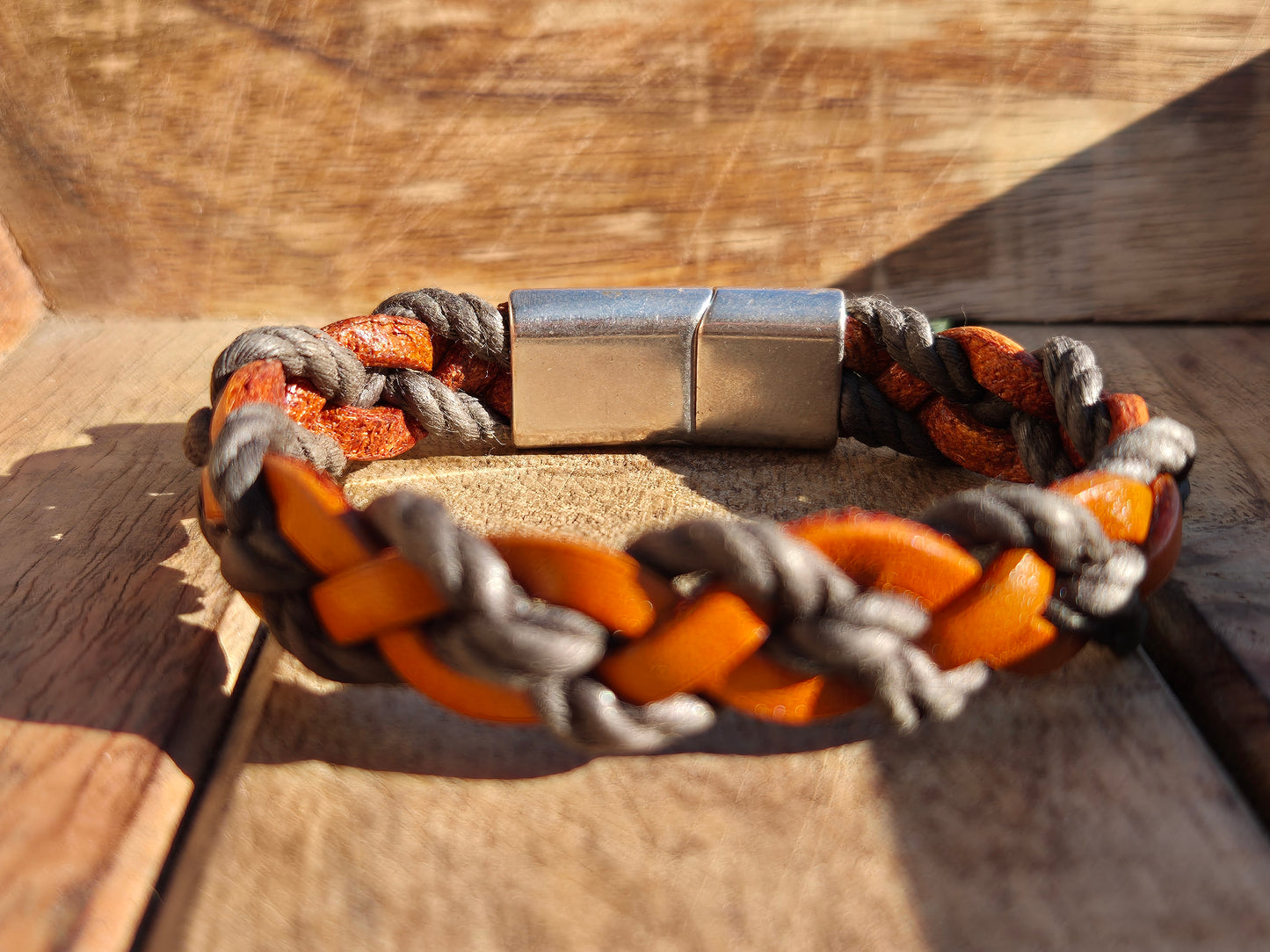 Lederarmband Braun geflochten