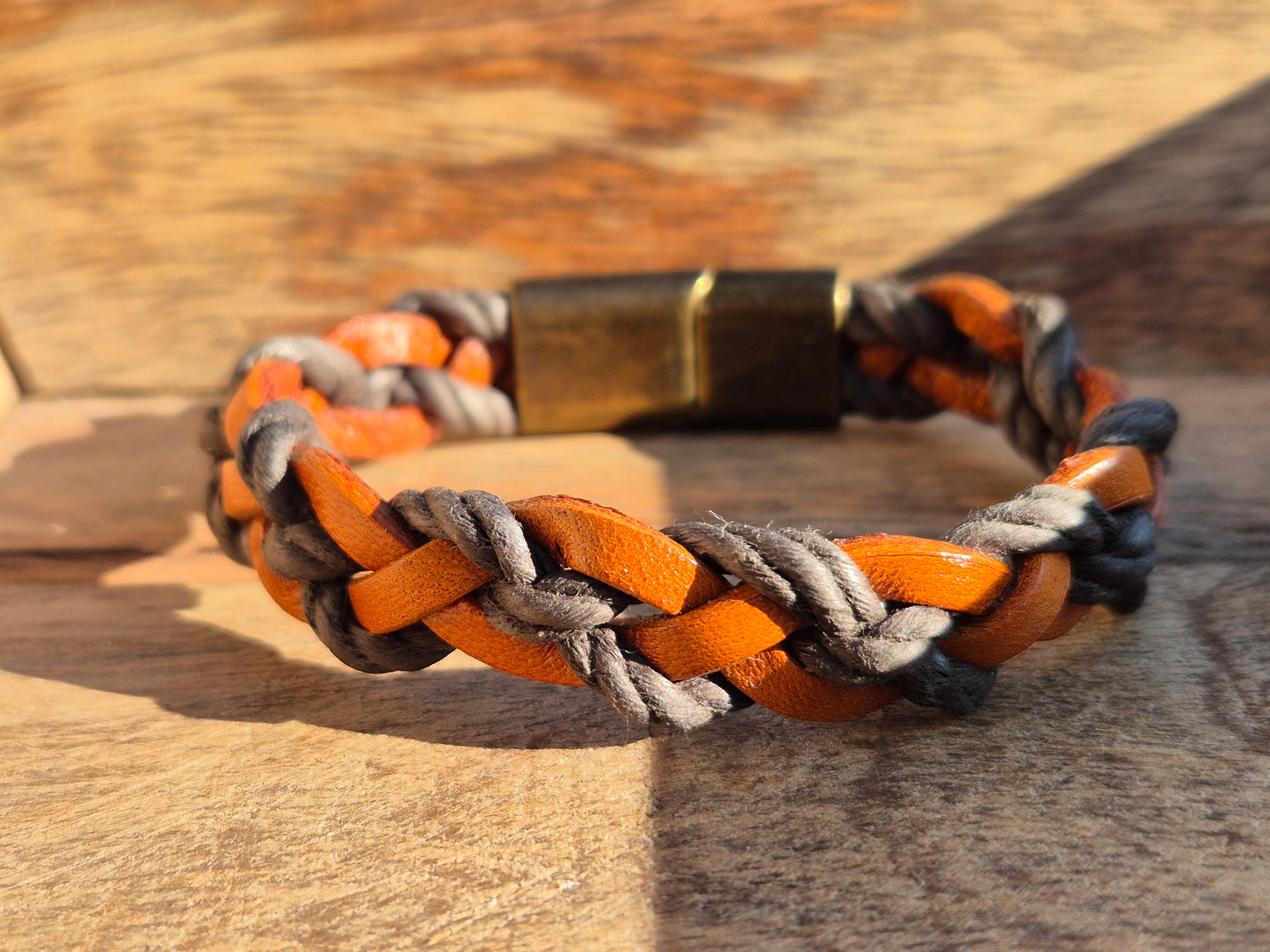 Lederarmband Braun mit Dunkelgrüner Kordell