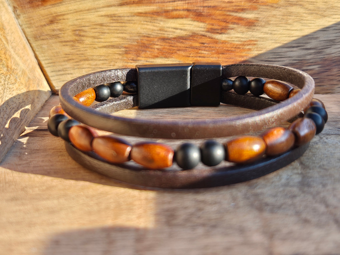 Lederarmband Holzperlen