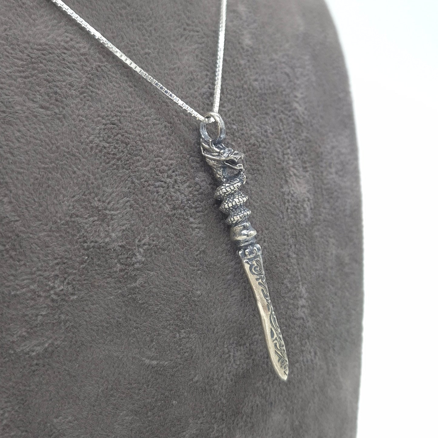 Silber Halskette mit 925 Silber Drachenstab