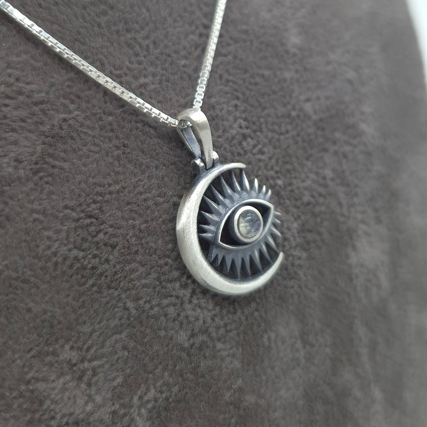 Silber Halskette mit 925 Silber Mondsternanhänger