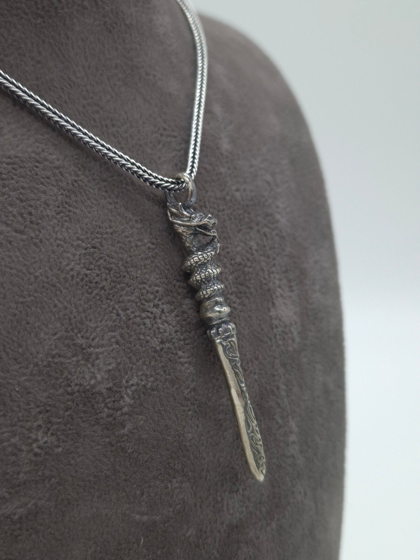 Silber Fuchsschwanzkette 925 Drachenstab