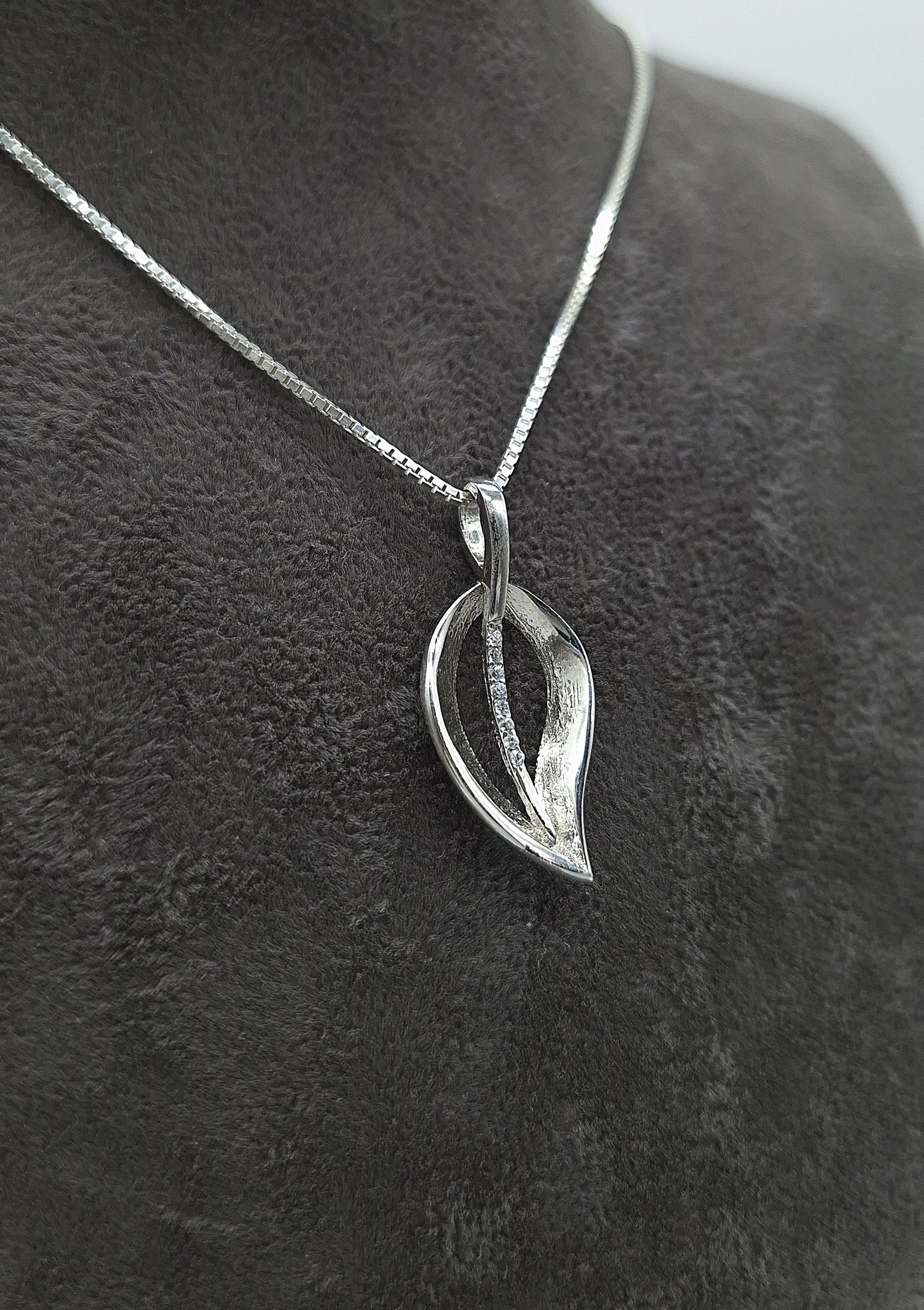 Silber Halskette 925 Blatt Anhänger