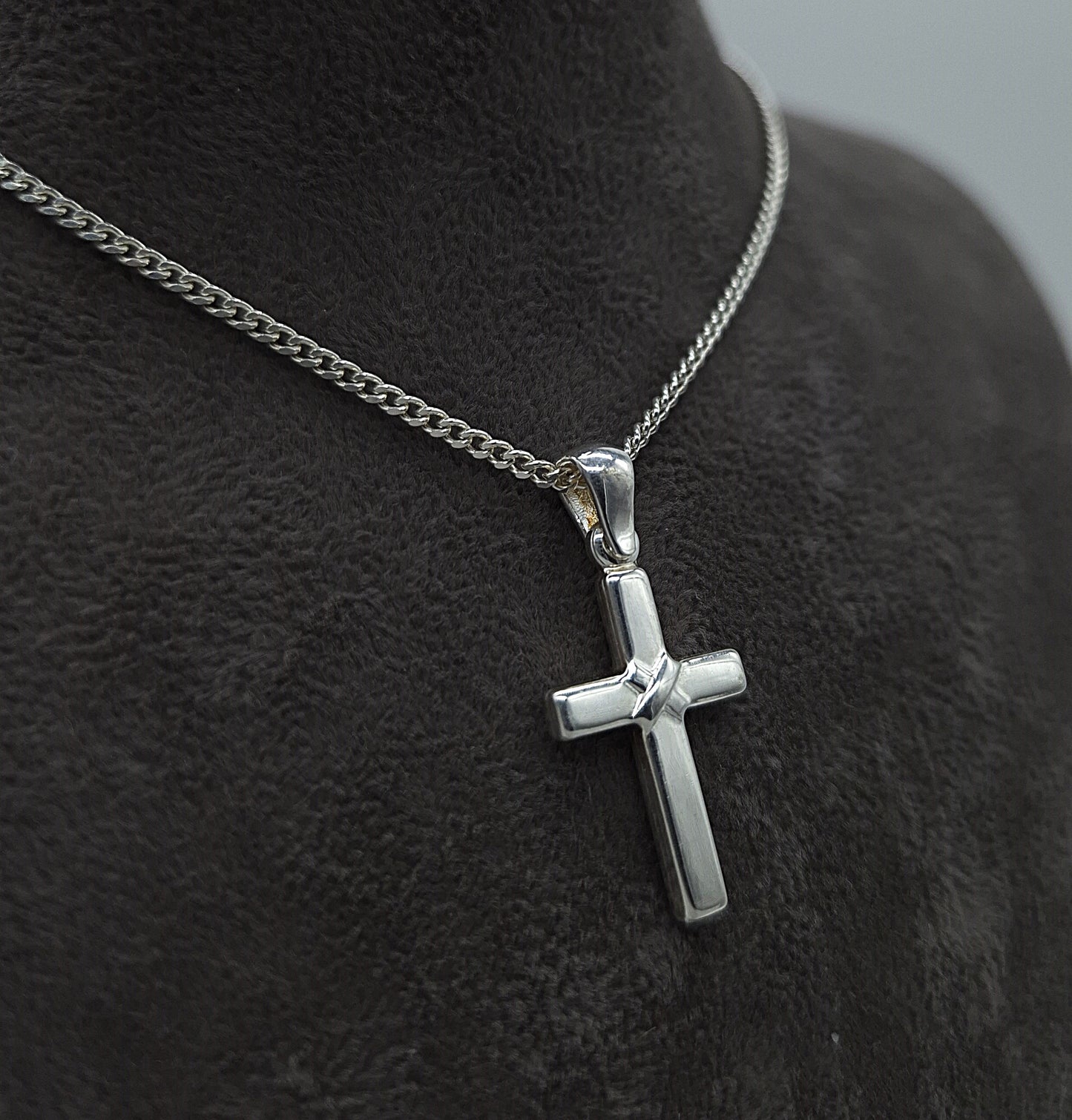 Silber Panzerkette 925 Kreuz Anhänger