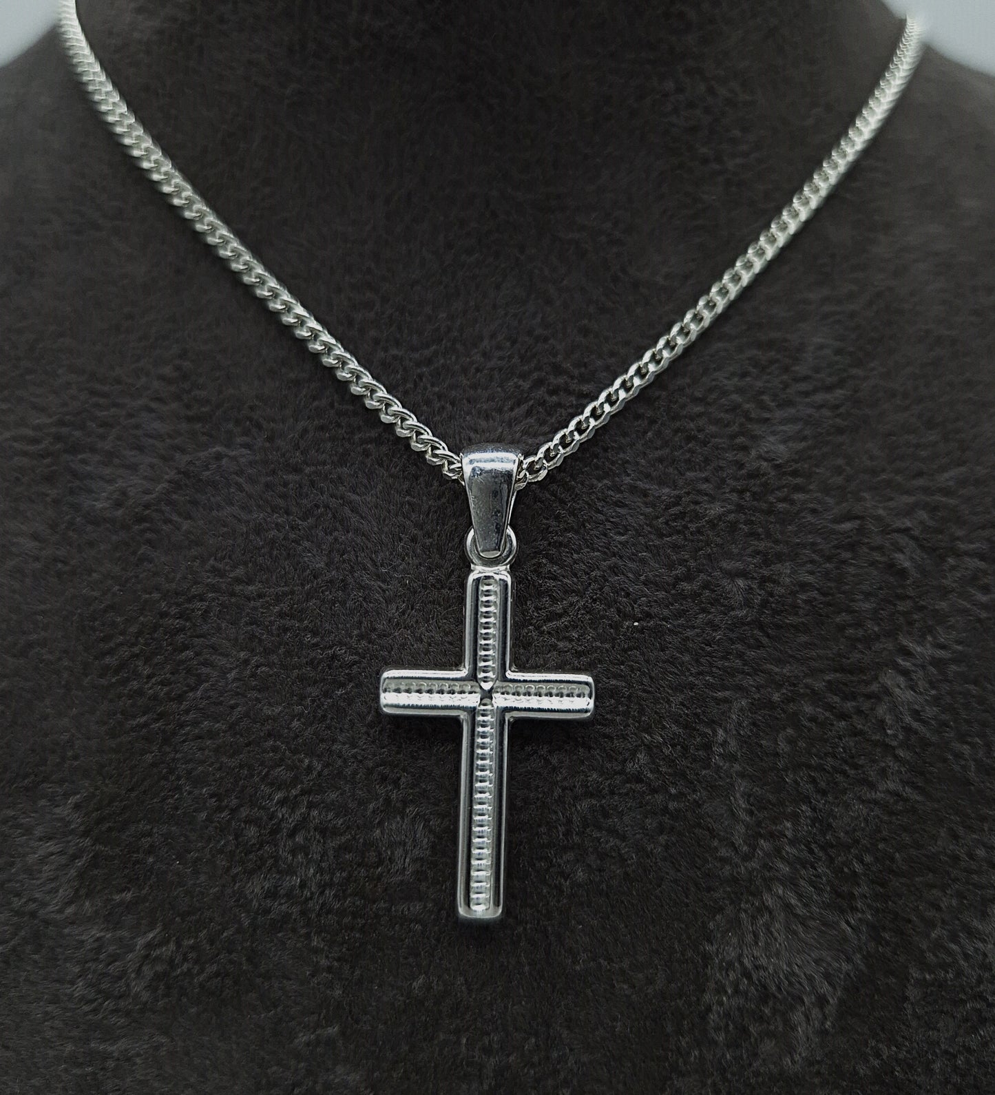Silber Panzerkette 925 Kreuz Anhänger