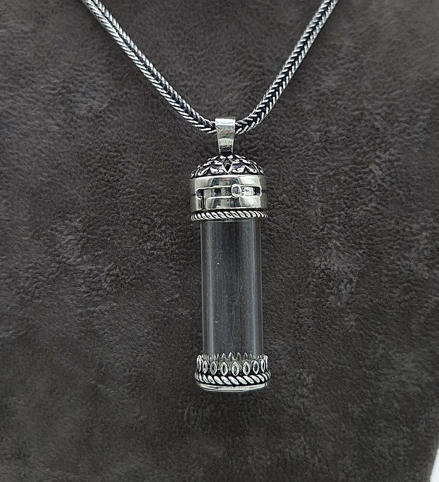 Silber Fuchsschwanzkette 925 Glas Fläschchen Anhänger
