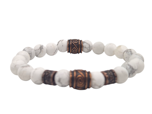 Nahle® 8mm Naturstein-Armband Howlith Wikinger