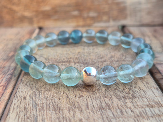 Nahle® 8mm Naturstein-Armband 925 Silberperle