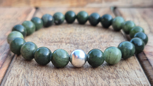 Nahle® 8mm Naturstein-Armband 925 Silberperle