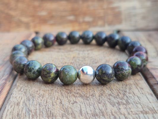 Nahle® 8mm Naturstein-Armband 925 Silberperle