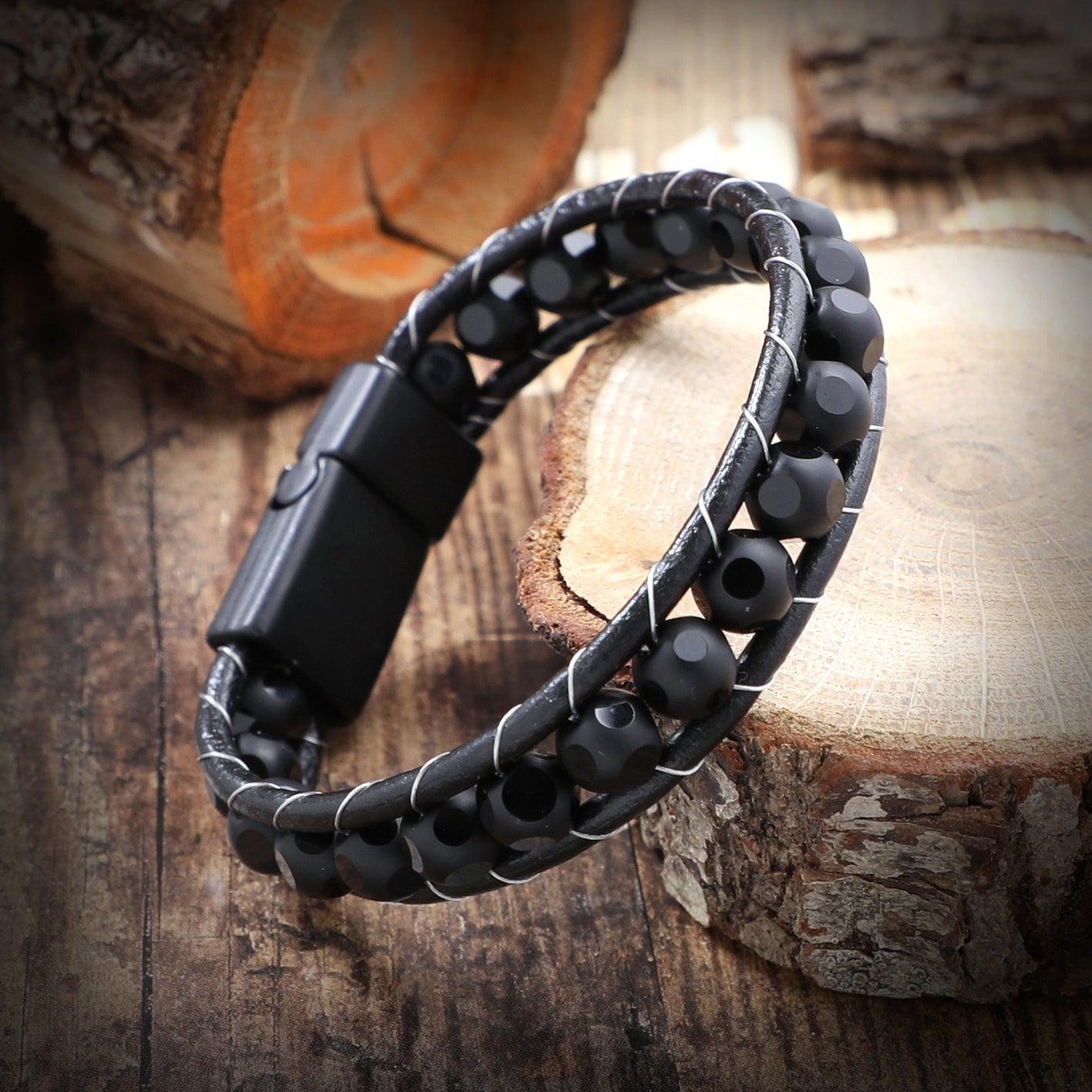 Lederarmband Onyx