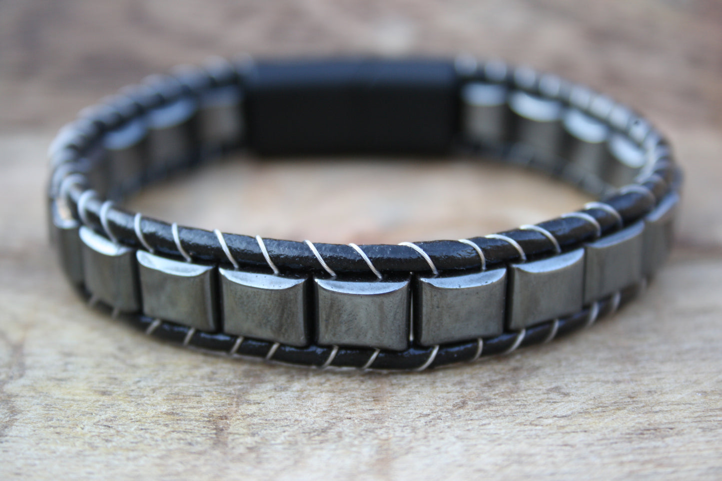 Lederarmband Hämatit