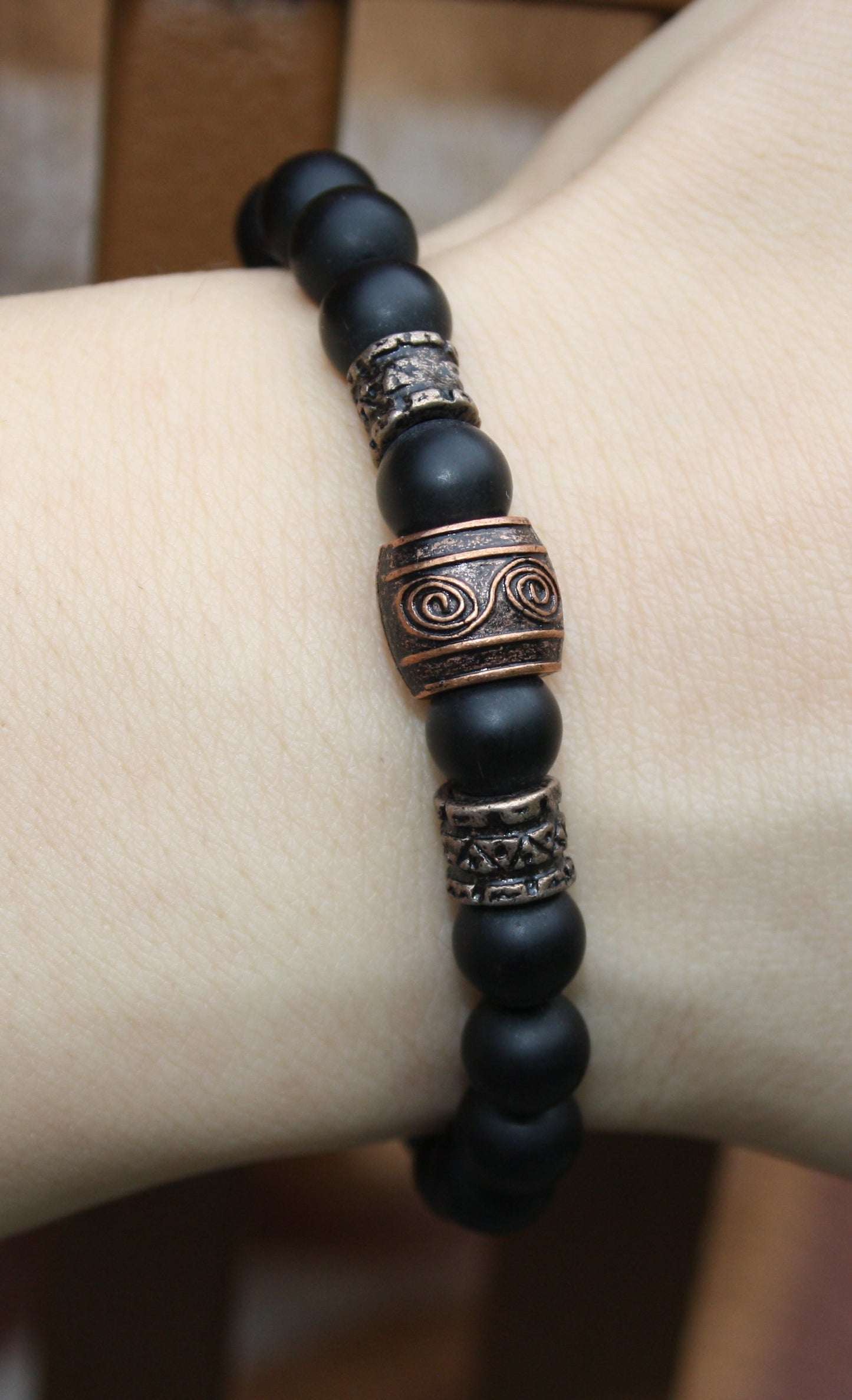 Nahle® 8mm Naturstein-Armband Onyx Wikinger