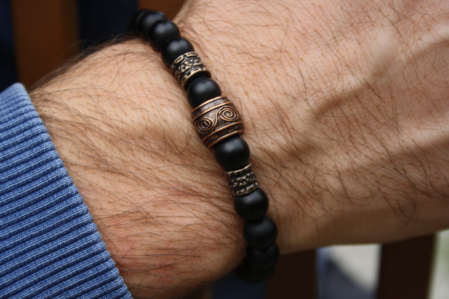 Nahle® 8mm Naturstein-Armband Onyx Wikinger