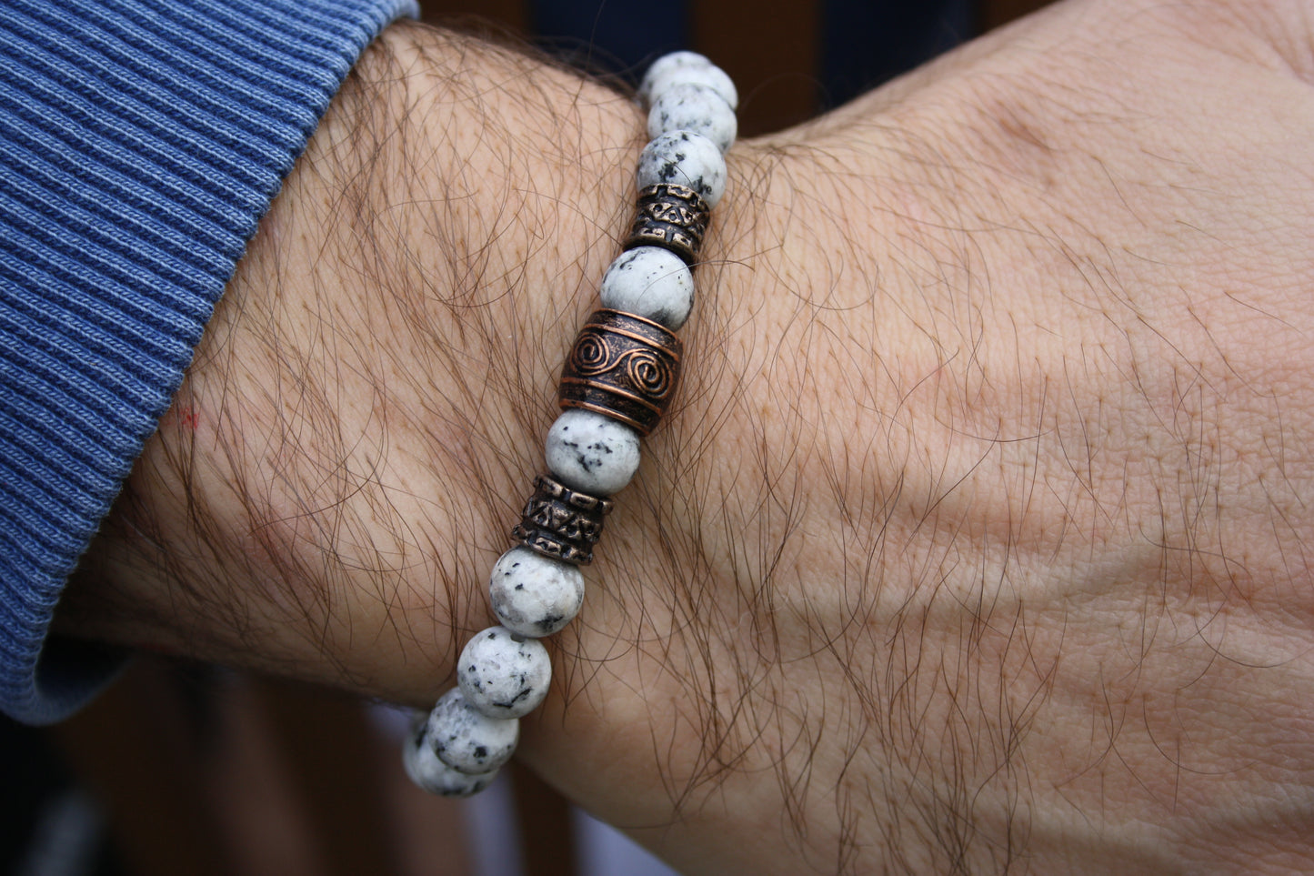 Nahle® 8mm Naturstein-Armband Howlith Wikinger
